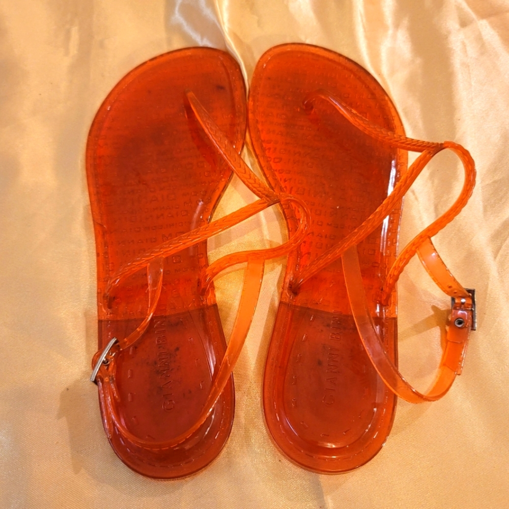 Gianni Bini Orange Jelly Sandals, Size 9